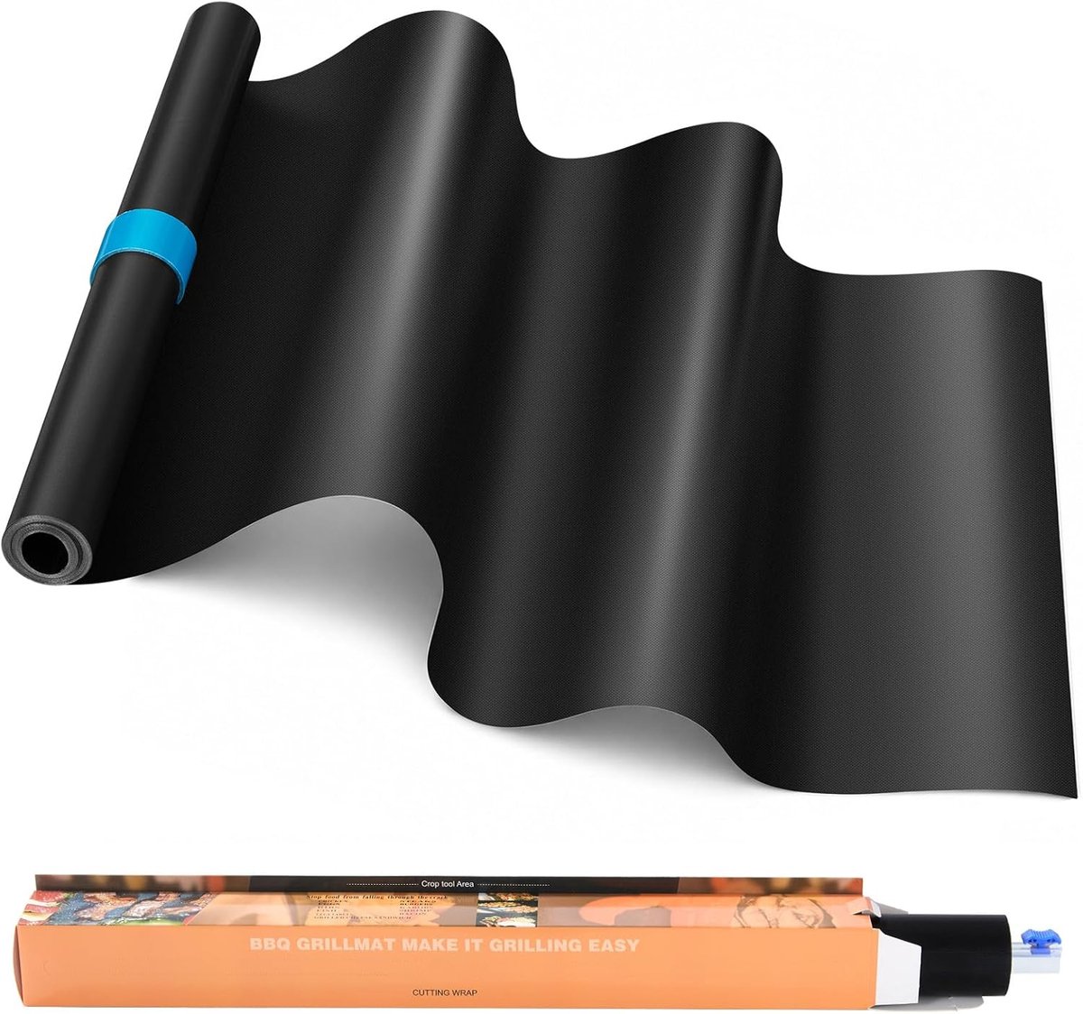 SnelShoppen - BBQ Grill Mat voor Gas Grill 40x300cm - Extra Groot, Snijbaar, Herbruikbaar, Non-Stick Coating, Teflon Bakmat, PFOA-Vrij, Voor Gas Grill