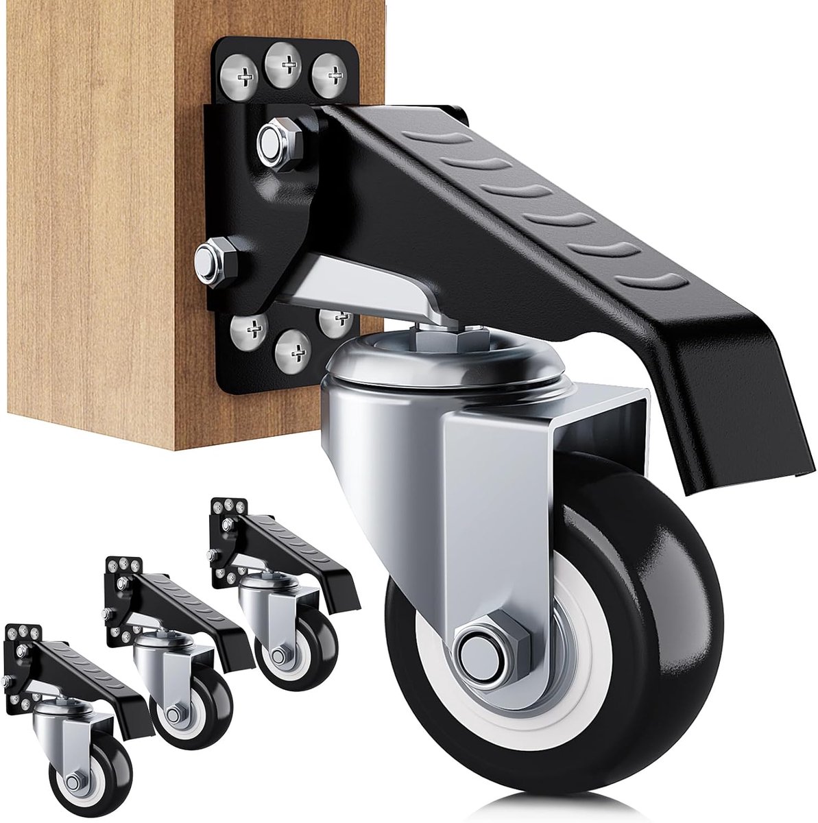 SnelShoppen - Werkbank Caster Kit 300kg Capaciteit - 4 Zware Kwaliteit Retractable Werkbank Wielen van Staal met Urethane - Inclusief Installatie Sjab