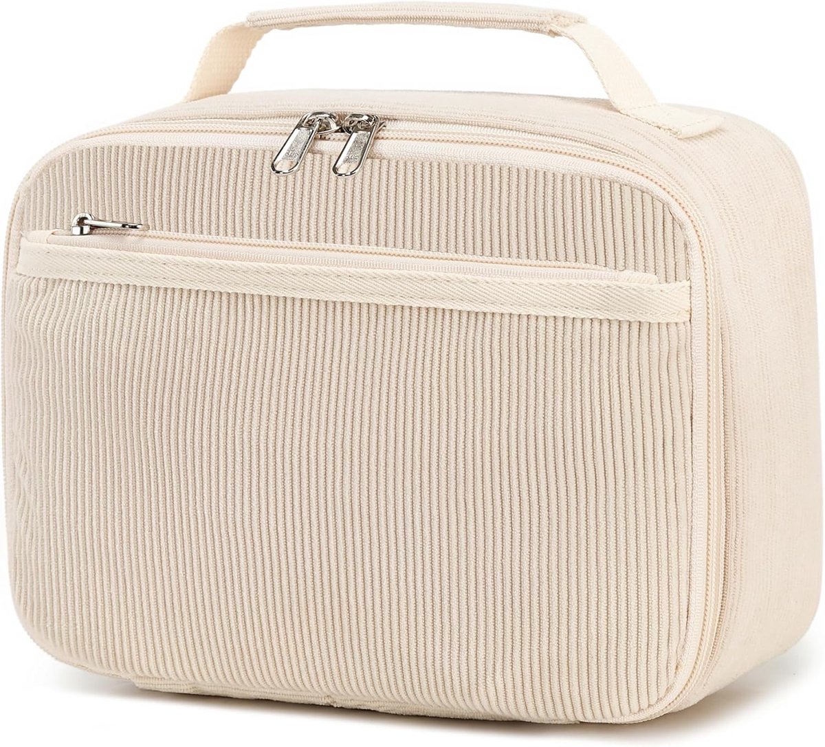 SnelShoppen - Kids Lunch Bag voor Jongens en Meisjes - 5L Geïsoleerde Lunchtas met Rits - Thermo Koeltas voor School, Wandelen, Werk - Corduroy Beige