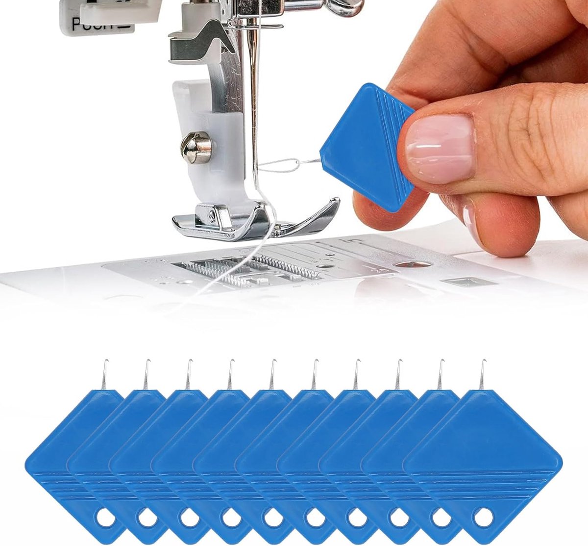 10 stuks-Naaimachine-inrijger - naaldinrijger - universeel inrijggereedschap - naaibenodigdheden - geschikt voor thuisgebruik - kleermakers - blauw - 3*2,6 cm