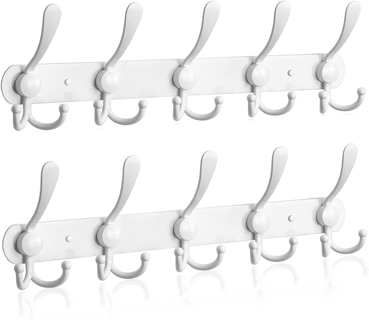 Witte Wandkapstokhaken van Roestvrij Staald voor Heavy Duty Gebruik (2 Stuks)