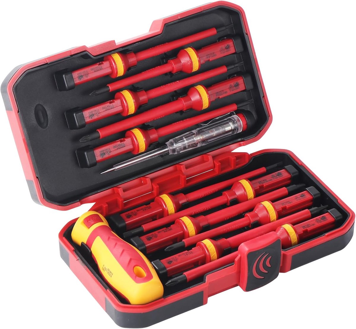 SnelShoppen - 13-delige Precisie Geïsoleerde Elektrische Schroevendraaierset met Magnetische Comfort Grip, Slotted, Voor Reparatie en Klussen