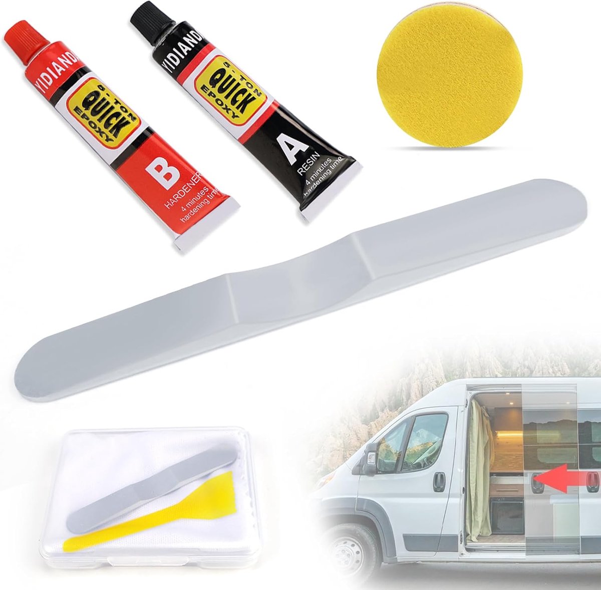 SnelShoppen - Sliding Door Stopper Set voor Motorhome - Aluminium 64 x 9mm - Universele Compatibiliteit voor Camper, VW Crafter, Ford Transit, Fiat Du