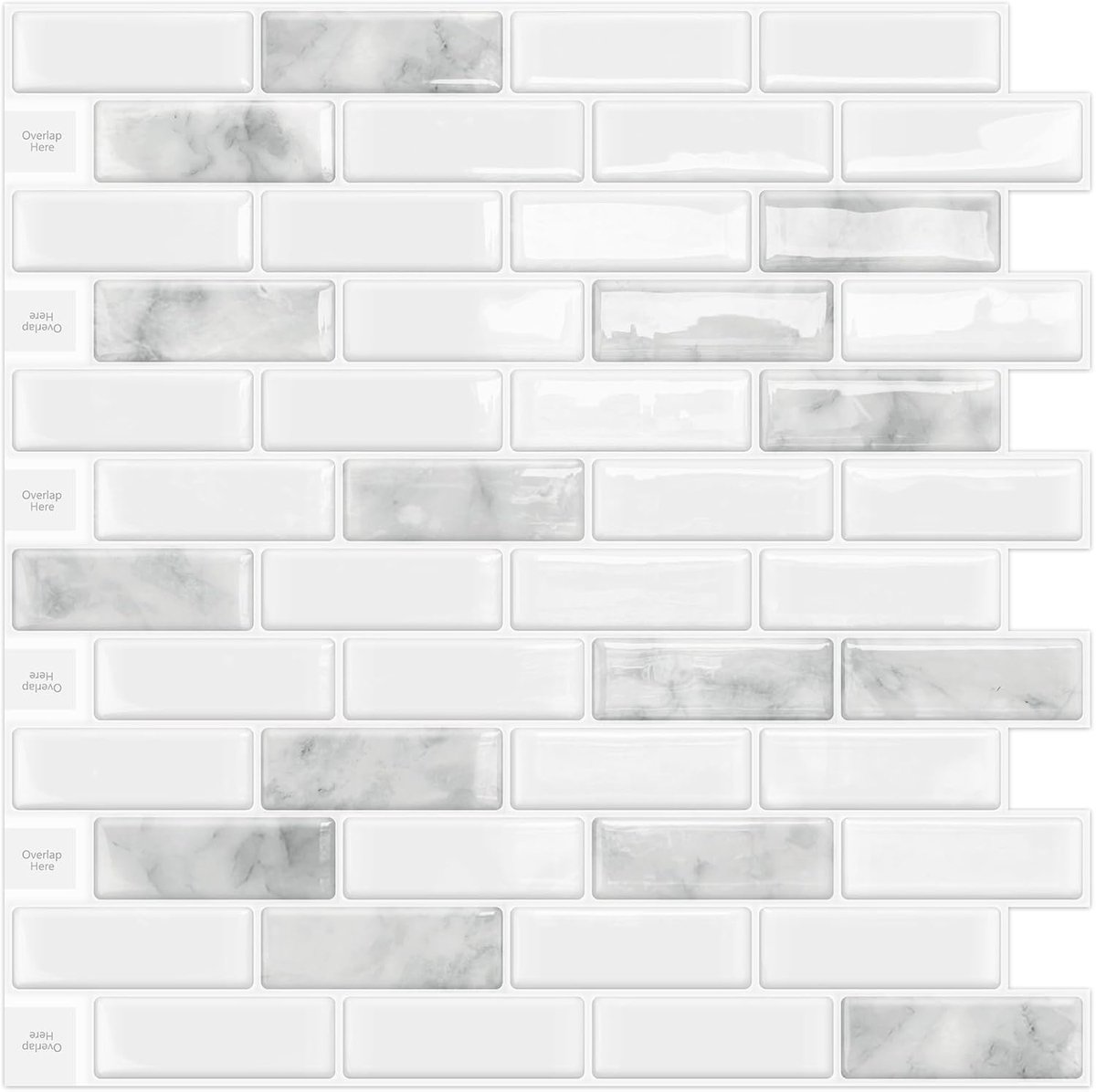 SnelShoppen - 3D Zelfklevende Tegels voor Wand - 10 Vellen Grijze Muurstickers - Keuken & Badkamer - 30.5 x 30.5 cm - Eenvoudig aan te brengen, Geen L