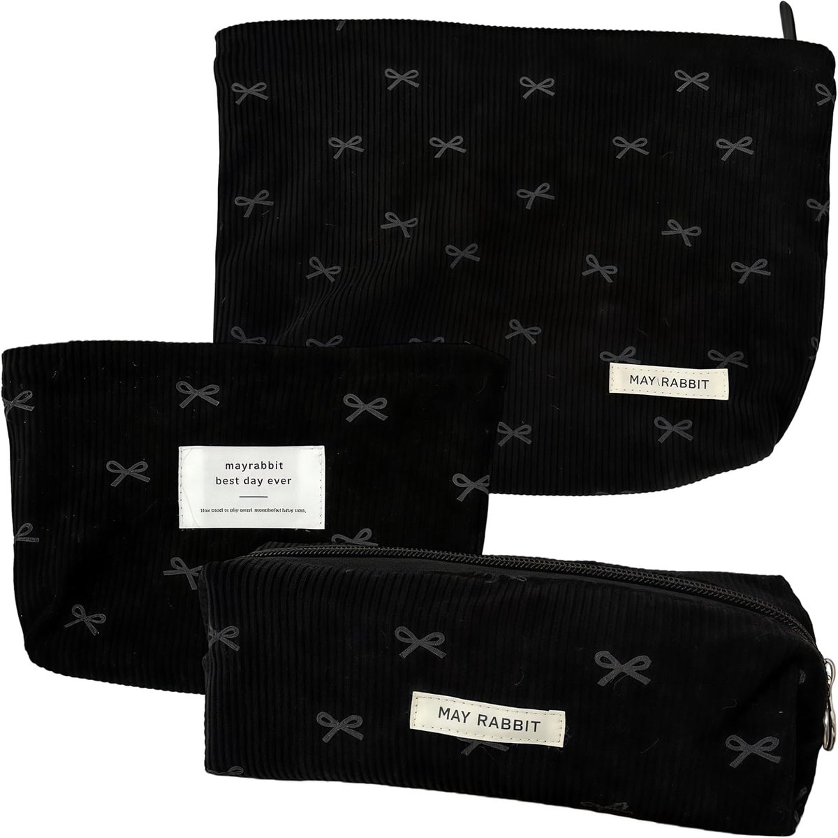 SnelShoppen - Cosmetica Tas Dames Set van 3 Stuks Zwart Make-up Tassen voor Reis en Dagelijks Gebruik - Perfect voor Organisatie van Make-up, Kwasten,