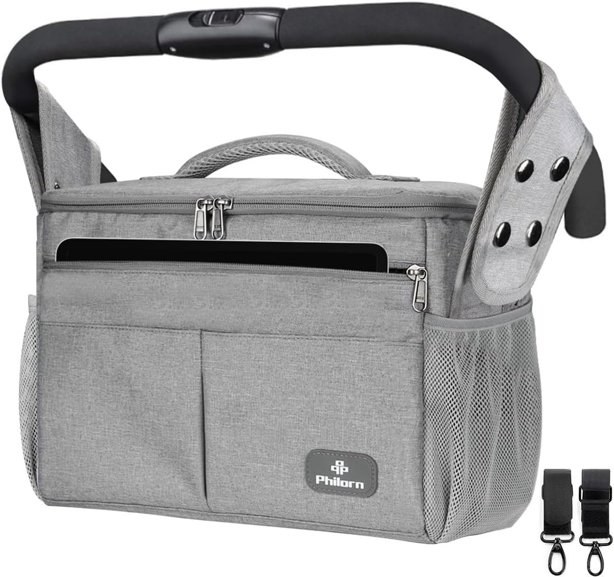Thijox - Kinderwagen Tas Grijs - Elegante Opbergtas voor Babyaccessoires - Geschikt voor Wandelen, Uitjes, en Reizen - 1 Stuk - Ideaal voor Ouders