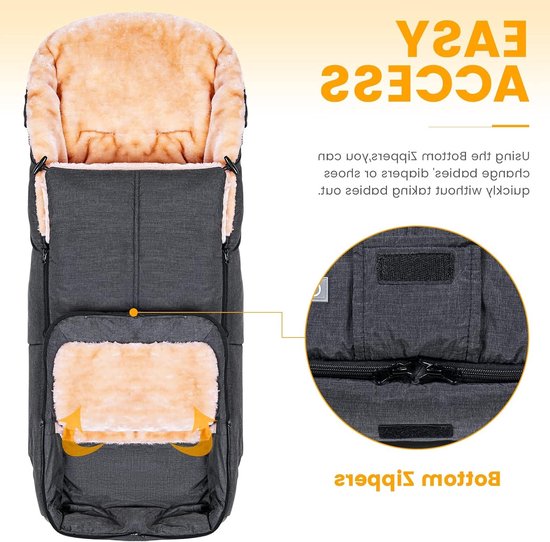 Voetenzak Kinderwagen - Baby deken - Warmte Buiten - Afneembaar En Wasbaar - 98 x 34 cm - Donker Grijs — afbeelding 5