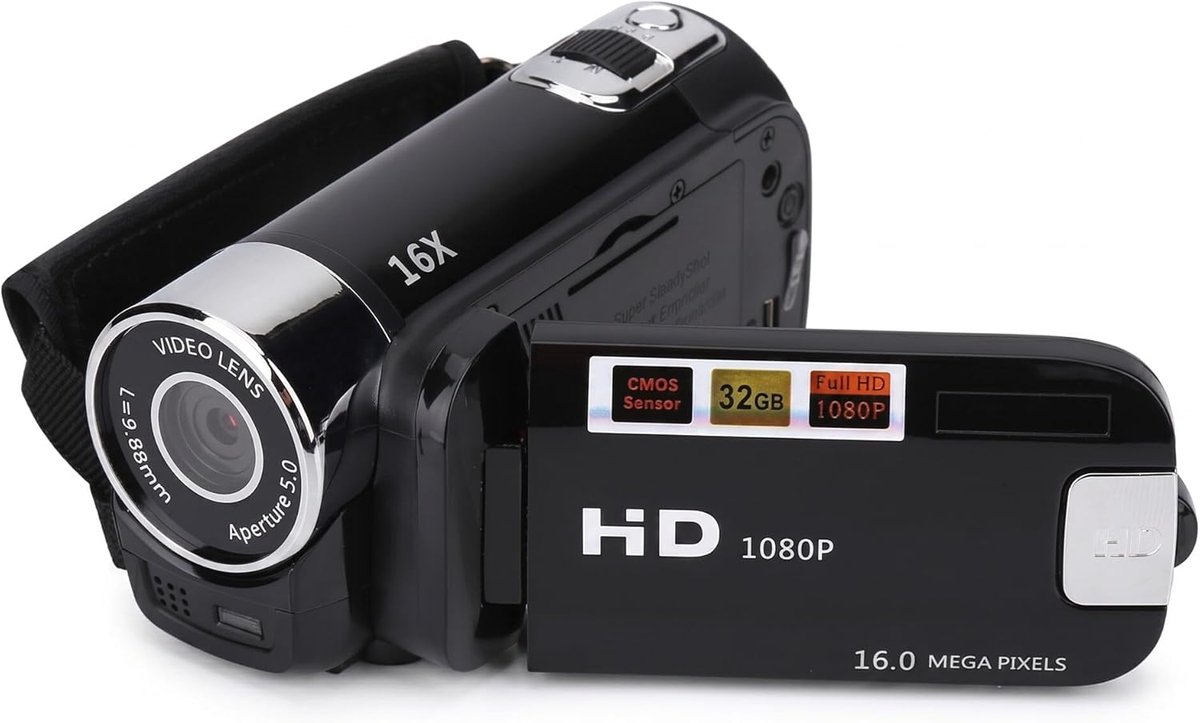 SnelShoppen - HD Digitale Camera - Full HD 270 Graden Rotatie Camcorder - 720p Video - 16X Digitale Zoom - 2.7 Inch LCD Scherm - LED Licht voor Feest,