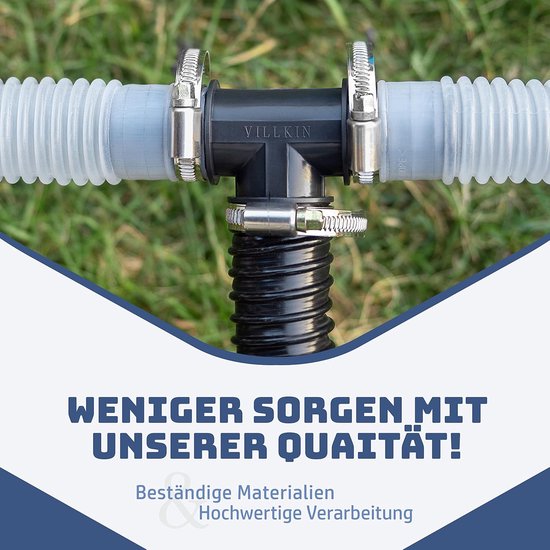 SnelShoppen - T-stuk slangverbinder 32 mm - Complete set met 3 slangklemmen - Zwart - Perfect voor zwembadslangen - Eenvoudige installatie — afbeelding 5