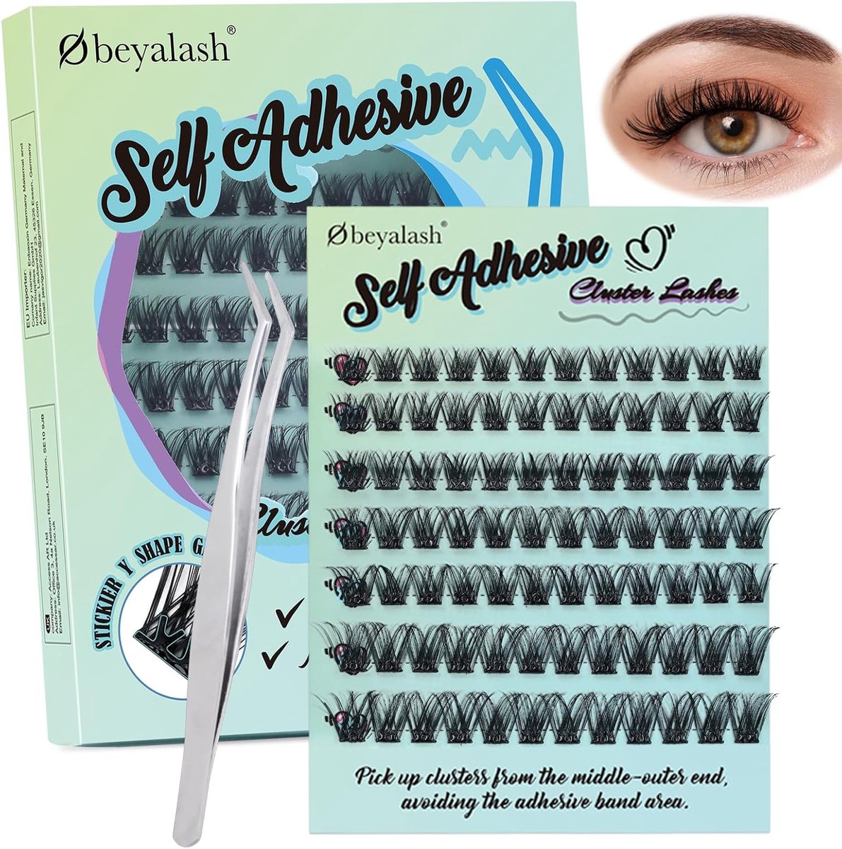 SnelShoppen - Self Adhesive Individuele Wimpers Cluster Wimpers 84 Stuks Voorgeplakte Wimperextensions D Curl 8-14mm Stick On Wimpers Voor Feest, Dage
