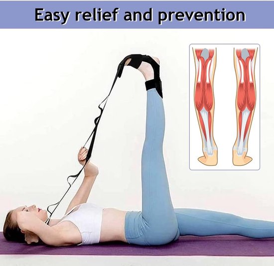 Thijox - Stretchband Dehnungsband Fascia Stretcher Yoga Stretch Ring - Pijnloze Benen Band voor Yoga, Fysiotherapie en Rehabilitatie - Zwart, 13 x 130 van Thijox — afbeelding 2