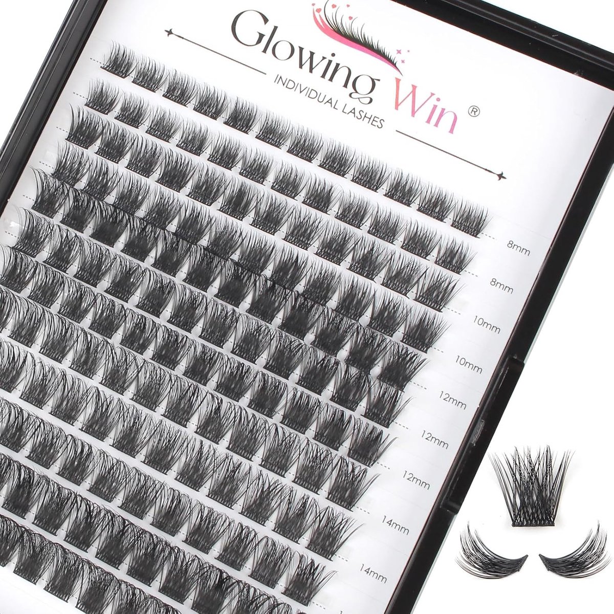 SnelShoppen - Glowing Win Individuele Wimperextensions 144 Stuks DIY Valse Wimpers Cluster 8-16mm Natuurlijk Wispy