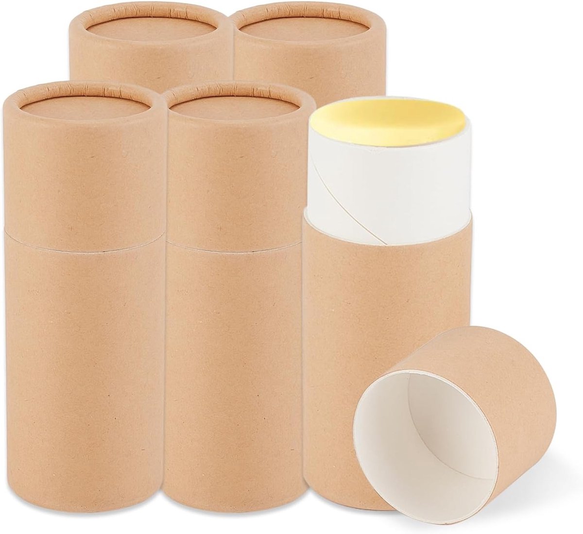 Set van 5 Kartonnen Containers voor Deodorant en Lip Balm - Lege Kraft Papier Tubes in Push Up Stijl