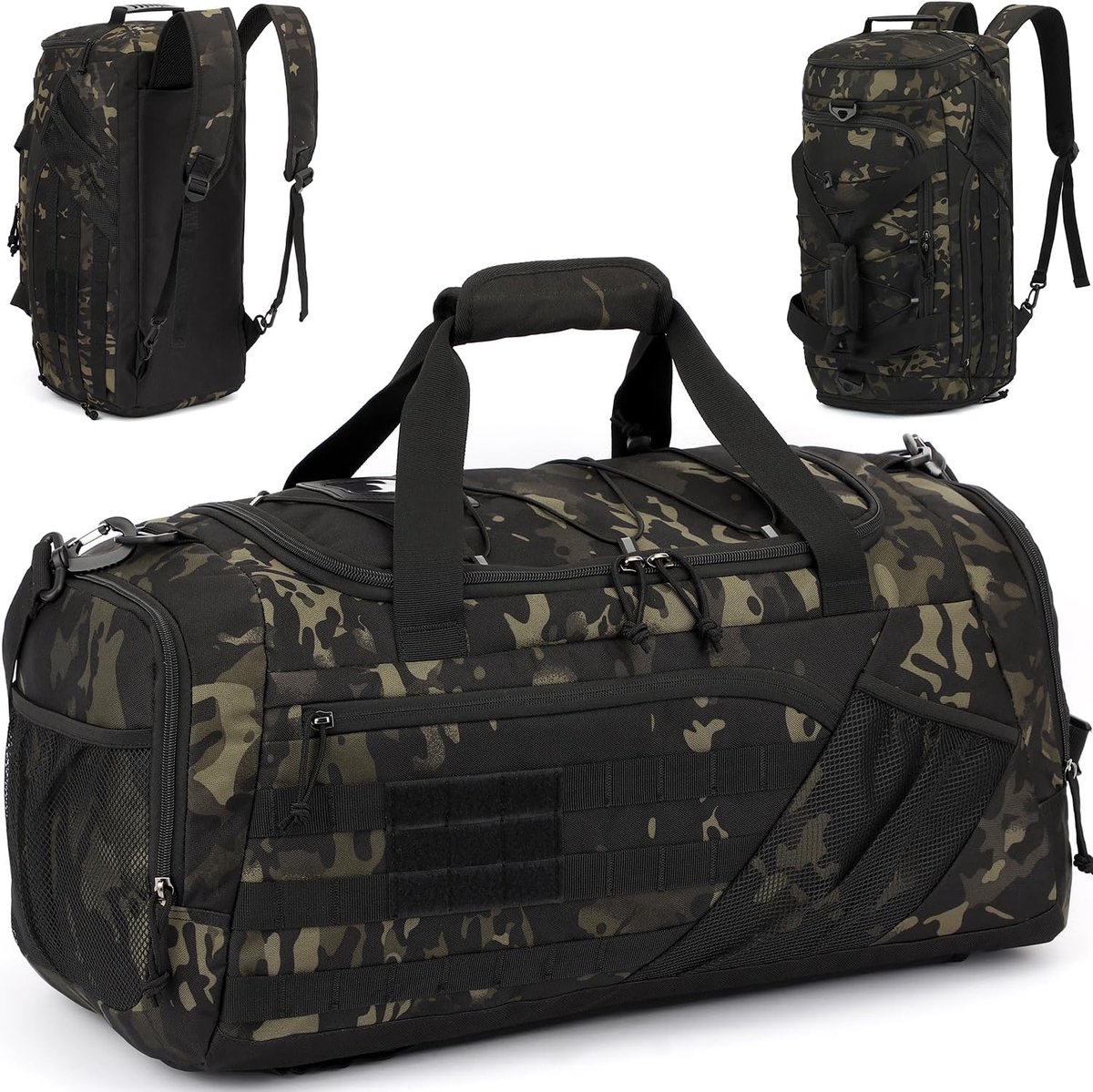 SnelShoppen - 45L Tactical Sports Bag - Militair Gym Bag voor Mannen - Medium Reisrugzak met Schoencompartiment en Waterdichte Pocket - 3-in-1 Weekend