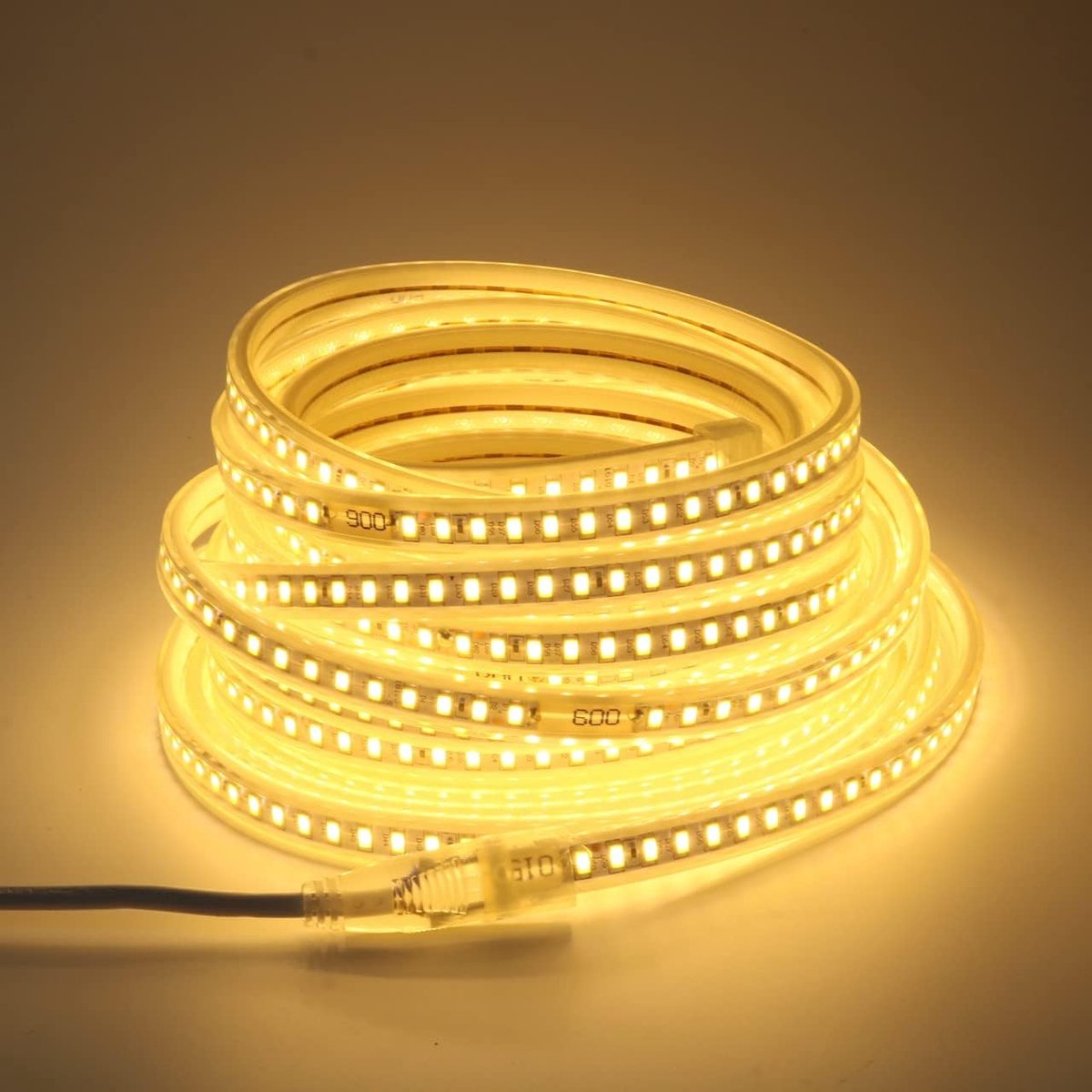 SnelShoppen - 10M LED Strip Light 220V Warm White IP67 Waterproof met EU Plug, 5730 120 leds/m voor Tuin, Keuken, Feest en Camping