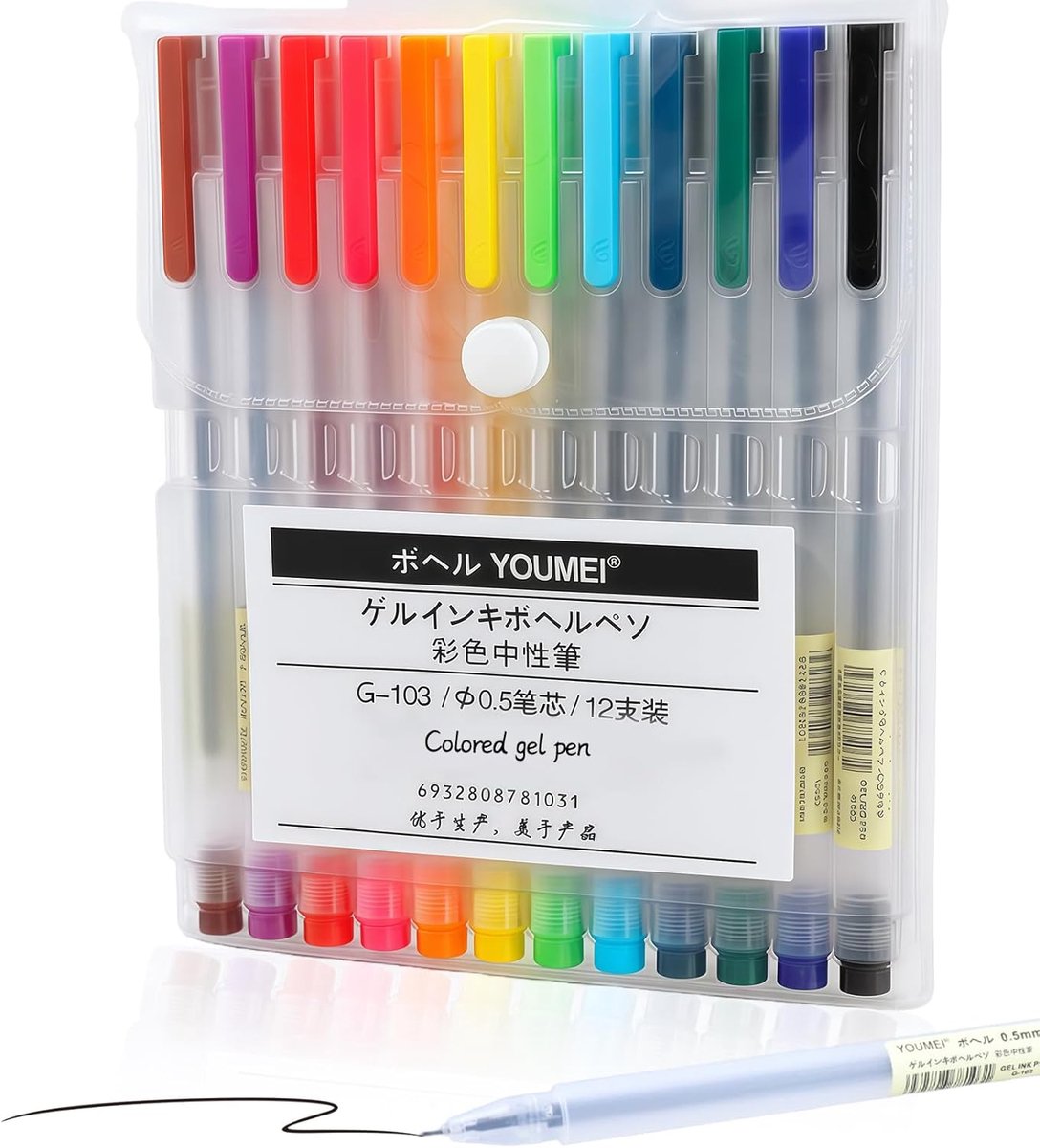 SnelShoppen - Set van 12 Gelpennen 0.5mm, Sneldrogend, Niet-Toxisch, Geschikt voor Creatief Tekenen, Schrijven en Bullet Journaling in Diverse Kleuren