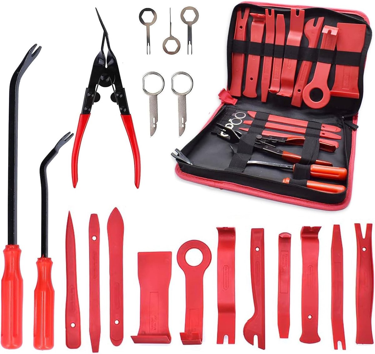 SnelShoppen - Disassembly Tool Set 19-delig - Interieur Trim Gereedschap voor Auto - Plastic Lever Tool voor Deuren, Radio en Platen - Inclusief Opber