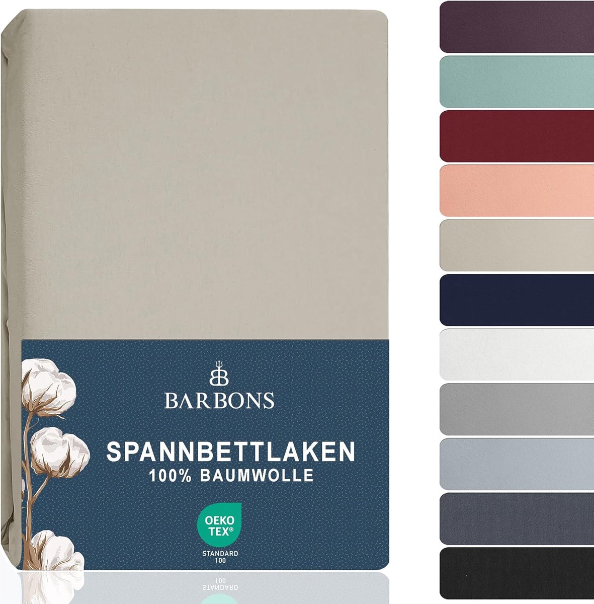 SnelShoppen - Fitted Sheet 90x200 cm 100% Katoen - Bedlakens, Jersey, Oeko-Tex Gecertificeerd, Geschikt voor Boxspring en Matras tot 27 cm Hoog, Sandk