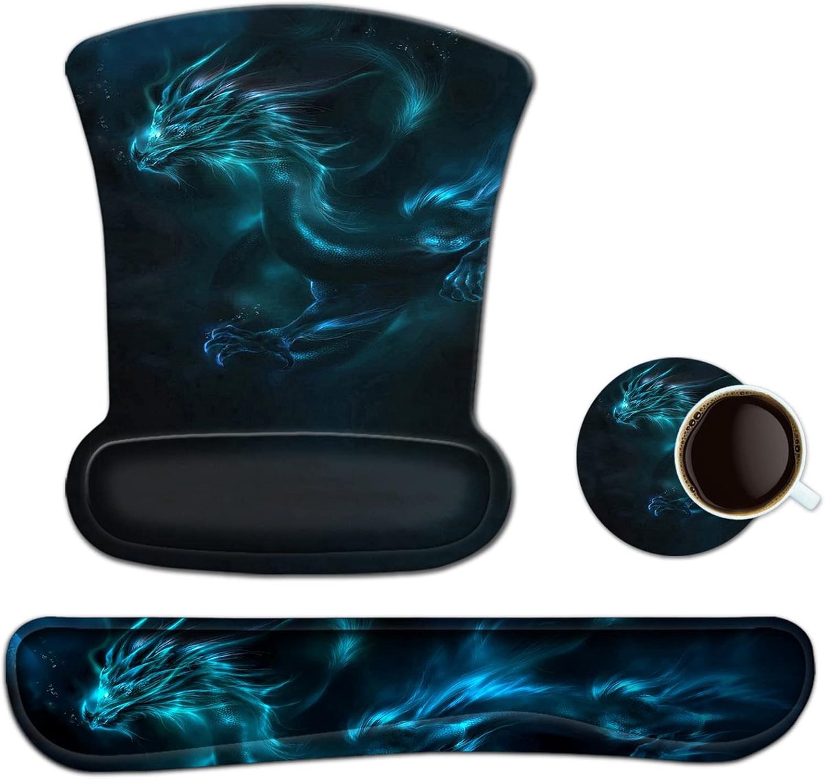 SnelShoppen - Ergonomische Mouse Pad en Wrist Rest Set met Gel, Non-slip Basis voor Computer, Typen en Pijnverlichting, Ideaal voor Thuis en Kantoor