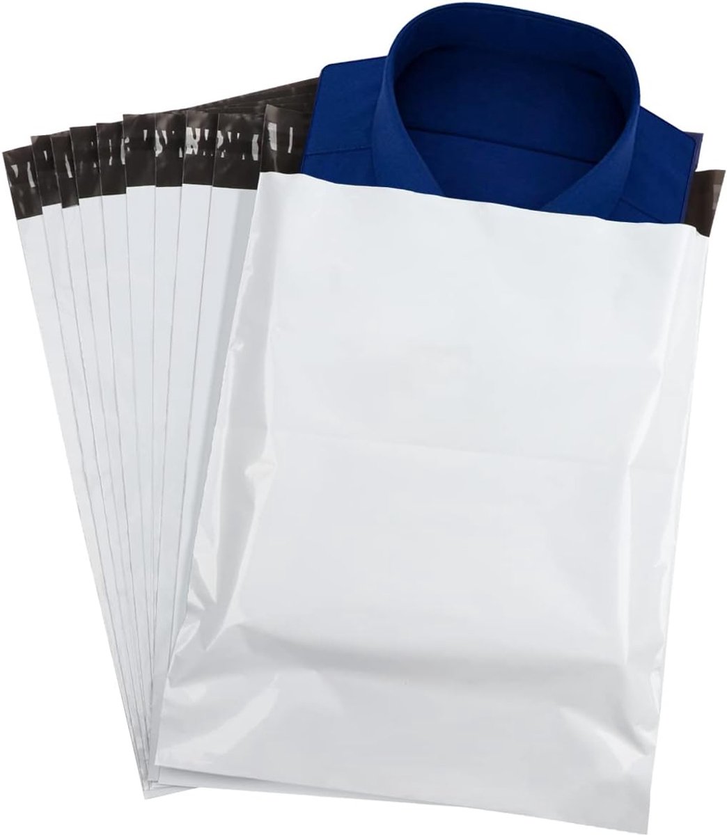 SnelShoppen - 60 Stuks Plastic Verzendzakken 35x45 cm + 5.5 cm, Waterdicht en Scheurvast, Perfect voor Kleding, Boeken en Kleine Artikelen