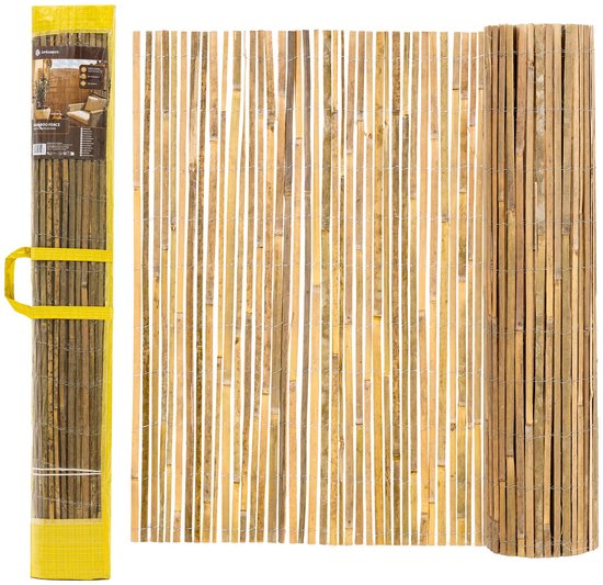 Bamboe schutting in verpakking met draaggrepen. Kleur naturel.
