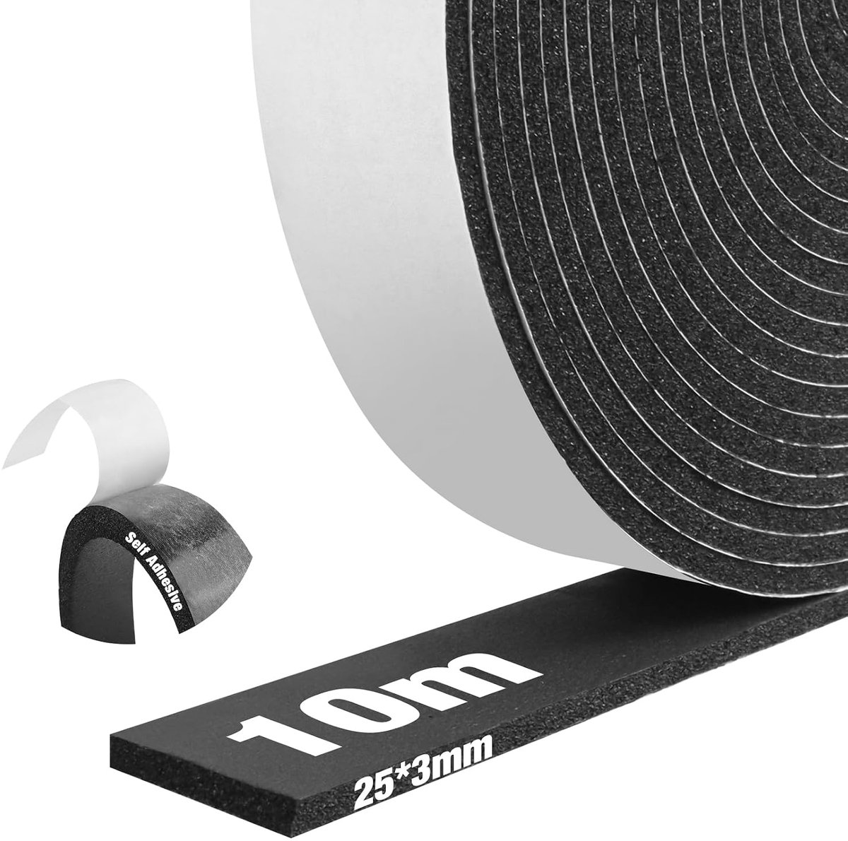 SnelShoppen - Zelfklevende Rubber Dichtstrip voor Deuren en Ramen, Weerbestendig Isolatiemateriaal, Geluids- en Warmte-isolatie, 5 Meter, Zwart
