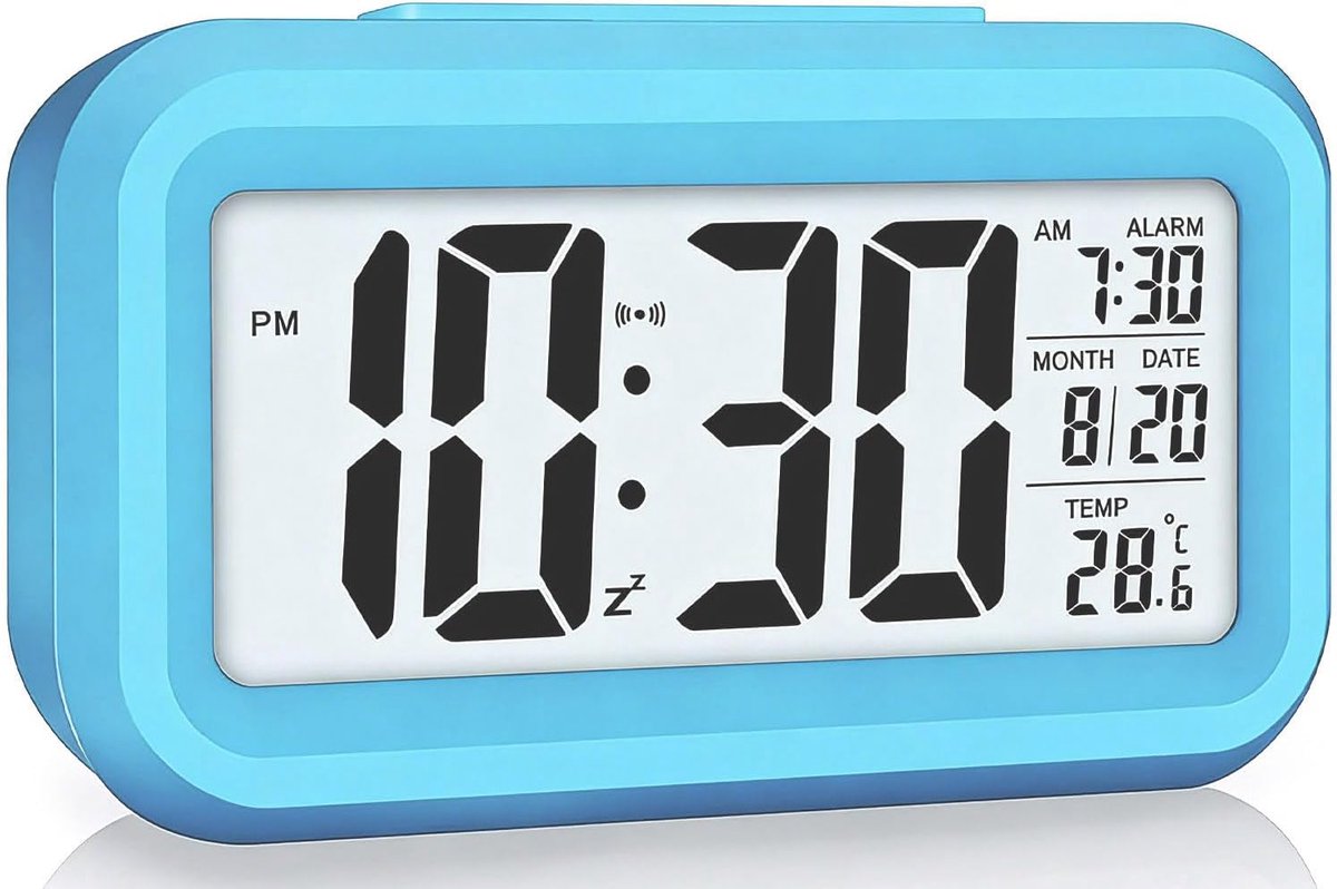 SnelShoppen - Digitale Wekkerradio met Grote Display, Snooze Functie, Slimme Nachtlamp, Batterij-aangedreven, Voor Kinderen en Zware Slapers, Ideaal v