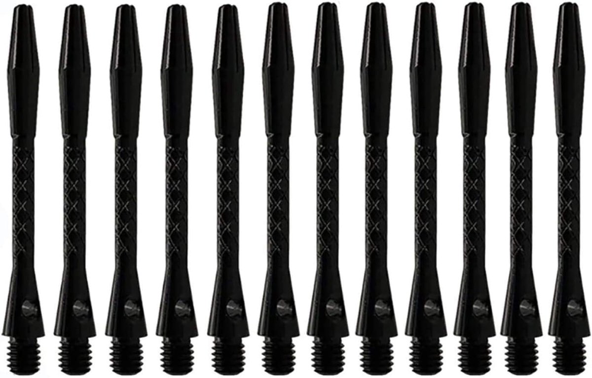 SnelShoppen - 12 Pack Dart Schachten Zwart - Aluminium Dart Stelen met Diamantpatroon - Lichtgewicht en Duurzaam - Perfect voor Darten en Feestjes
