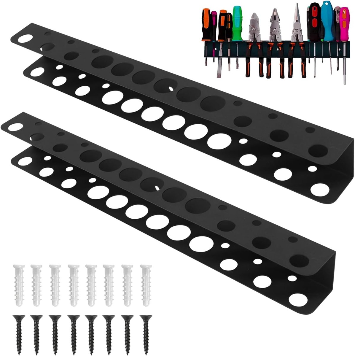 SnelShoppen - Pliers Holder Wandmontage, 2 Stuks Gereedschap Organizer voor Schroevendraaiers en Tang, Ideaal voor Werkplaats en Garage (Zwart)