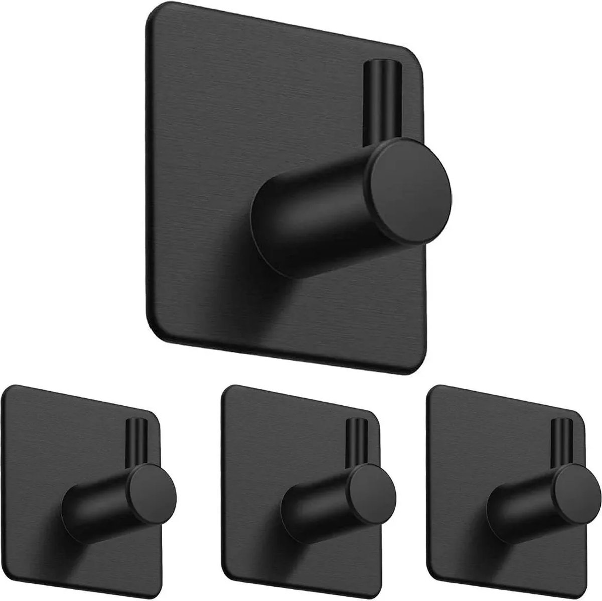 Vierdelige handdoekhaakset, handdoekrek, muurhaak, zelfklevende haak, roestvrij staal, boren niet nodig, roestvrij, geschikt voor badkamers, keukens, kantoren en andere ruimtes.