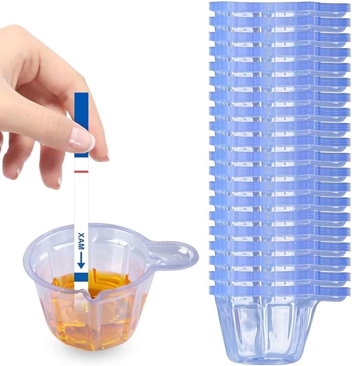SnelShoppen - 100 Stuks Herbruikbare Urinebekers - Wegwerp Plastic Bekers voor Zelfanalyse - 40 ml Urineopvangbak met Handvat - Perfect voor Medisch G