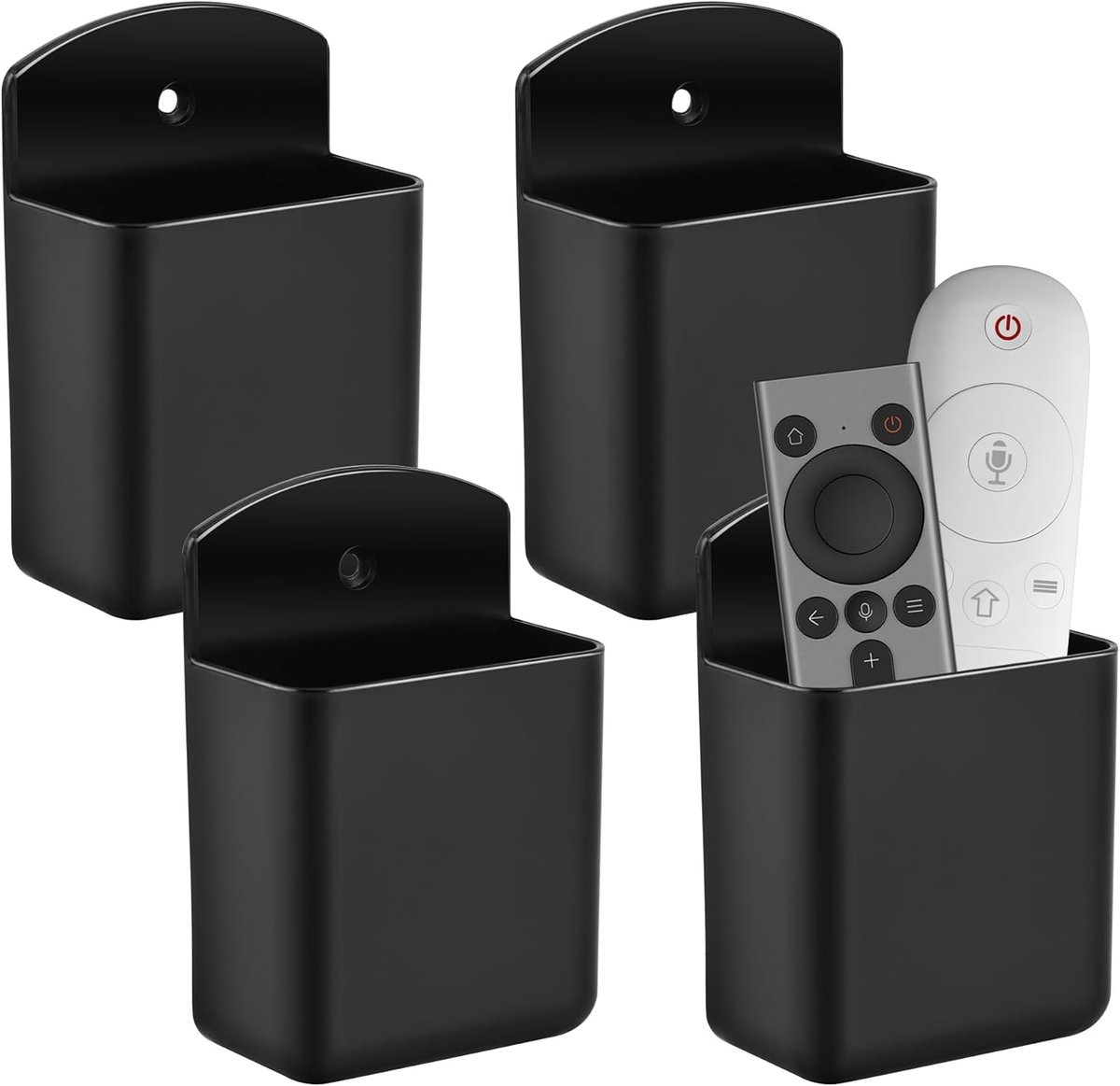 SnelShoppen - 4 Stuks Remote Control Holder Wandhouder - Zelfklevende Wandmontage - Geen Boren - Organizer voor TV, Airco, DVD, Fan - Wit - 6.5x3.5x10