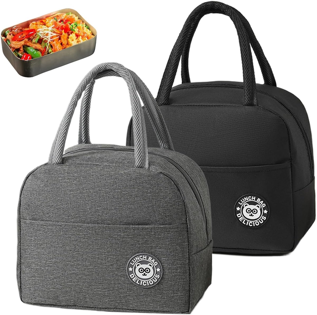 SnelShoppen - 2 Stuks Geïsoleerde Lunchtas 7 Liter Koeltas, Compacte Lunchtas met Geïsoleerd Aluminium Folie, Voor School, Kantoor, Picknick, Reizen e