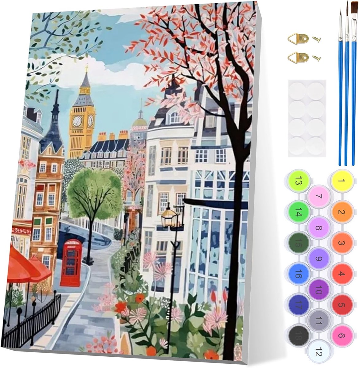SnelShoppen - Paint by Numbers voor Volwassenen met Frame - Eenvoudige Acryl Schilderkits met Grade II Gebouwen - 20x30cm Wanddecoratie voor Thuis en