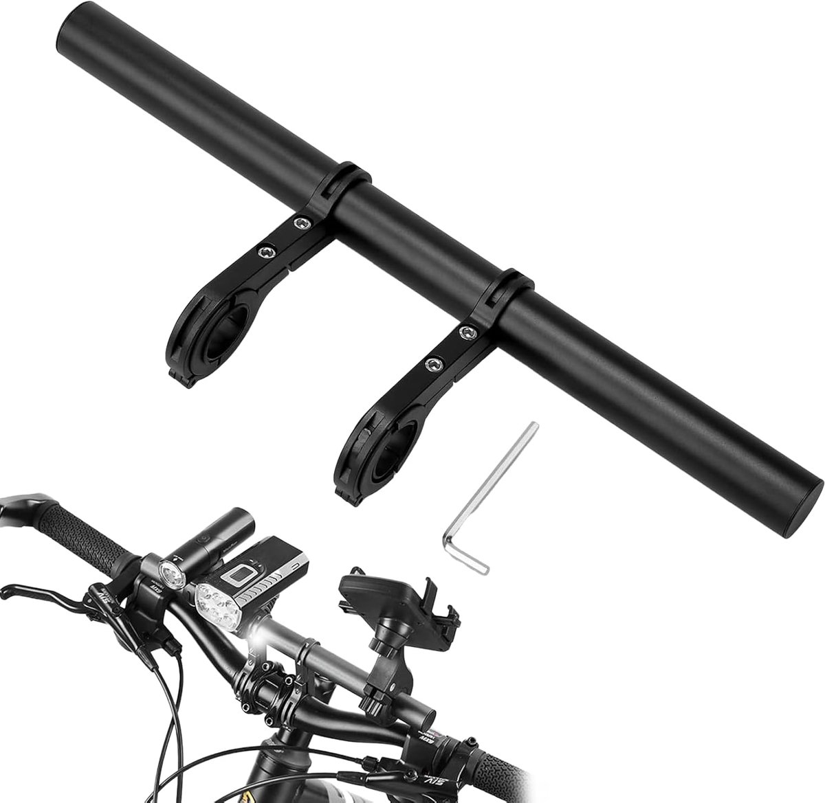 SnelShoppen - Aluminium Bicycle Handlebar Extension 30cm met Schroevendraaier - Handlebar Verlenging voor Fietshandvat 18-34mm - Voor Fietsaccessoires