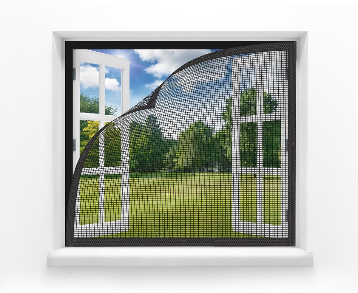 SnelShoppen - MAGICDOOR Vliegenraam voor Raam en Deur, 60 x 140 cm, Fijn Net, Ademend, Zwart, Ideaal voor Slaapkamer, Woonkamer, Balkon, zonder Magnet