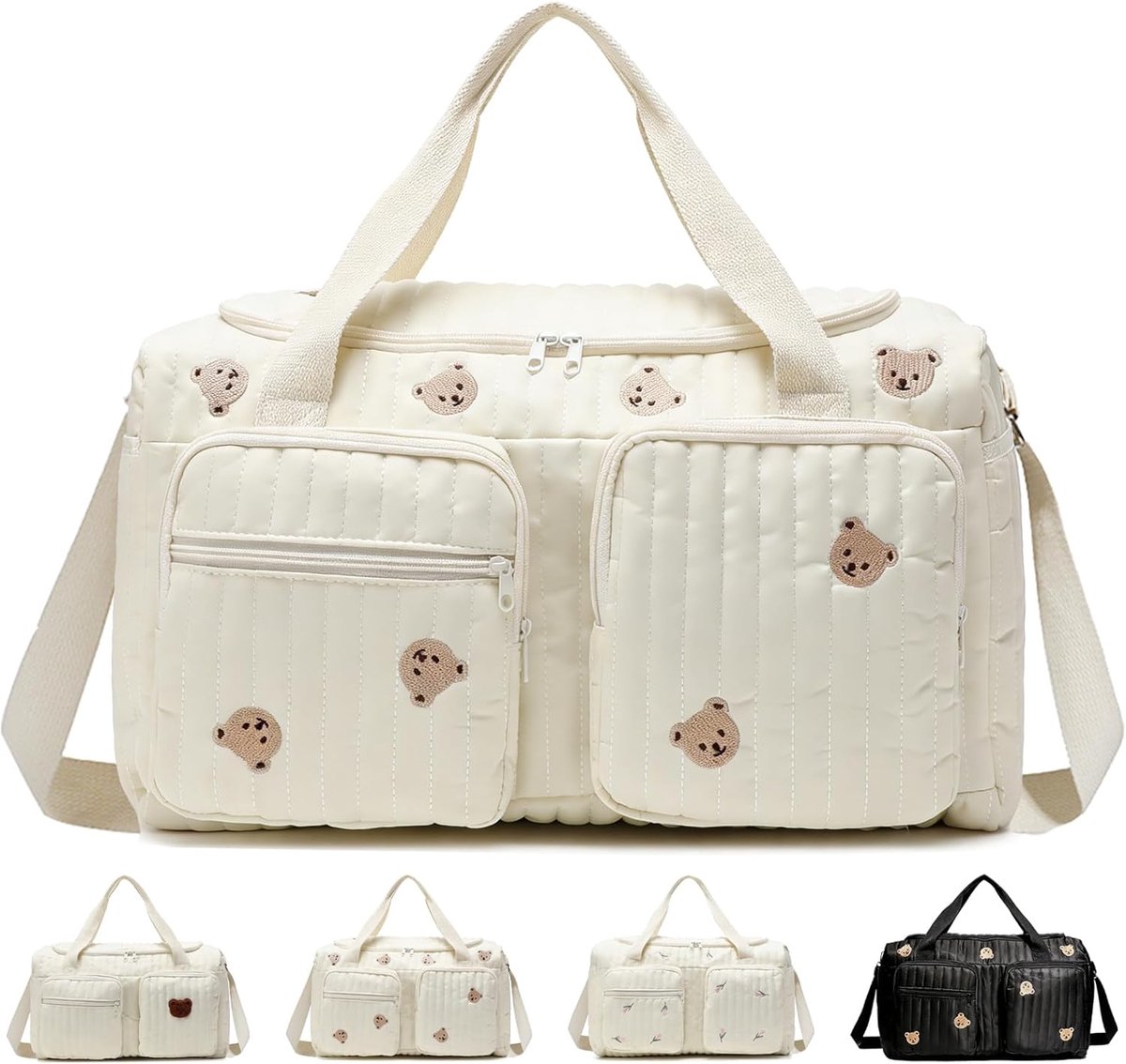 SnelShoppen - Gewatteerde Luiertas - Stijlvolle Grote Capaciteit - Katoenen Draagtas - Ideaal voor Ziekenhuis- en Weekendreizen - 45x22x26 cm - Mode