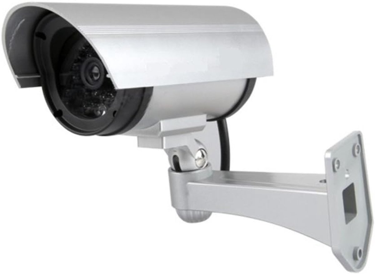 SnelShoppen - Weerbestendige Buiten Surveillance Camera met LED Licht en Infrarood, 360 Graden Draaibaar, 17x8 cm, Perfect voor Tuin, Camping en Bevei