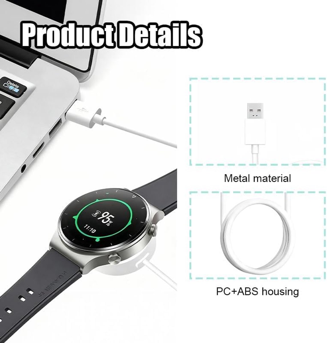 SnelShoppen - Oplaadstation voor Smartwatches - Snelle en Veilige Oplader Compatibel met Diverse Modellen - Wit - Ideaal voor Thuis en onderweg