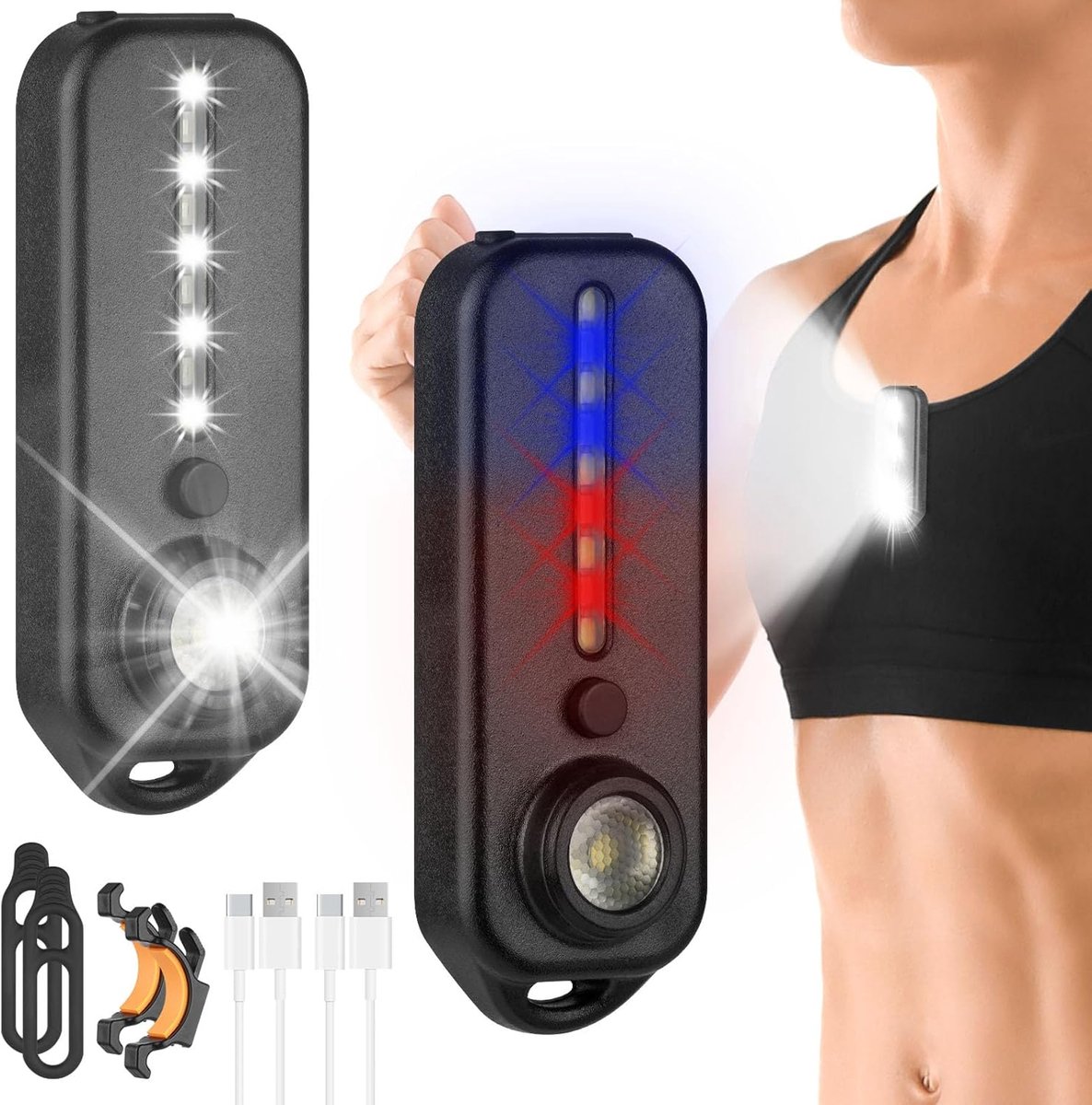 SnelShoppen - 2 Pack Oplaadbare LED Lichten met 5 Modi, Ultra Heldere 150 LUMENS voor Camping, Vissen, Noodgevallen, Draagbare Cliplampen van Duurzaam