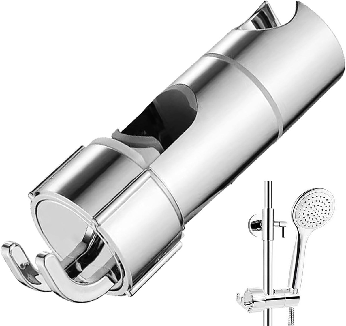 SnelShoppen - Verstelbare Douchekop Houder voor 18-25mm Douche Stang, Handdouchehouder met Haak, Robuuste ABS Plastic Douchehouder voor Thuisgebruik