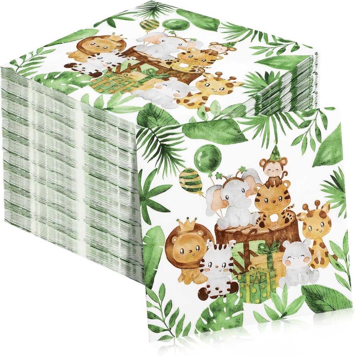 SnelShoppen - Jungle Servetten voor Kinderverjaardag, 40 Stuks, Safari Thema Dieren Servetten, 33 x 33 cm, Table Decoratie voor Feest, Jungle Safari P