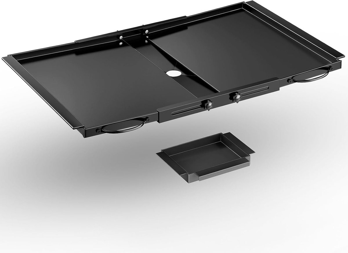 SnelShoppen - Universele Gas Grill Vetopvangbak 4/5 Branders, Aanpasbare Grill Bowl met Vangbak, 61-78.8 cm, Zwart, Voor Tuin, Camping, BBQ Feesten