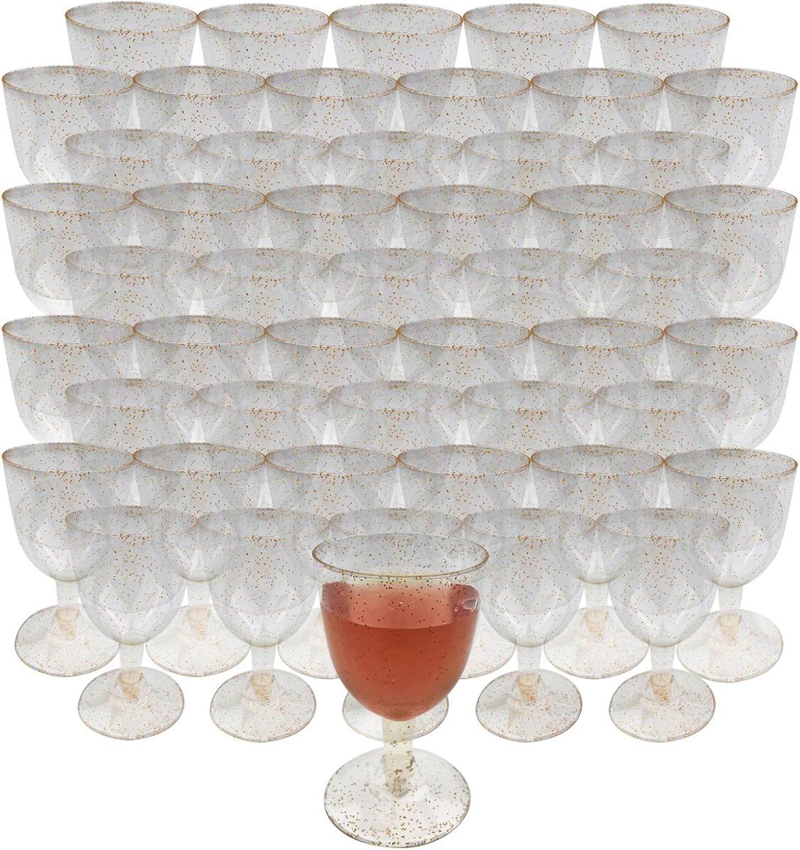 SnelShoppen - Gouden Plastic Wijn Glas - Luxe Goud Geplateerd - Perfect voor Feestjes, Tuin, Camping - 1 Stuk - Elegante en Duurzame Drinkbeker