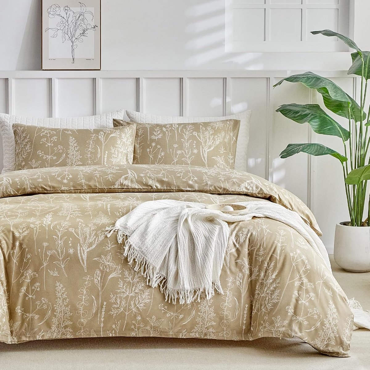 SnelShoppen - Luxe Beddegoed Set voor Tweepersoonsbed 240x220 cm, 100% Microfibre, Sage Groene Kleur, Handgeschilderd, Zacht en Kreukvrij, Inclusief 1