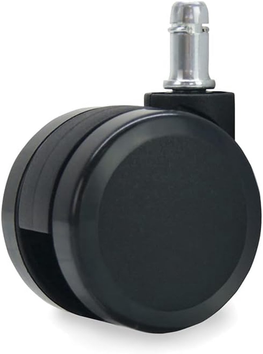 SnelShoppen - Grote Diameter Kantoorstoel Wielen 60 mm - Universeel - Geschikt voor Alle Kantoorstoelen - Zwart - Voor Zachte en Tapijtvloeren
