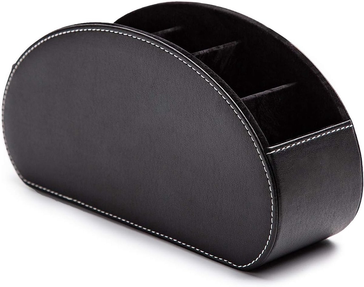 SnelShoppen - Mobile Phone Remote Control Holder PU Leather Opbergdoos met 5 Compartimenten voor TV, DVD, Bureau, Pen, Keuken, Badkamer, Make-up - Kle