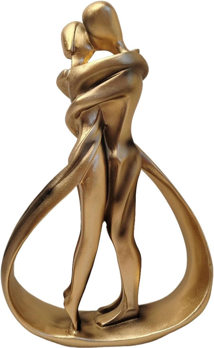 SnelShoppen - Couple Embracing Statue, Decoratieve Figuren voor Woonkamer, Moderne Abstracte Kunst Sculptures, Polyresin, Roze Goud, Uniek Kado voor T