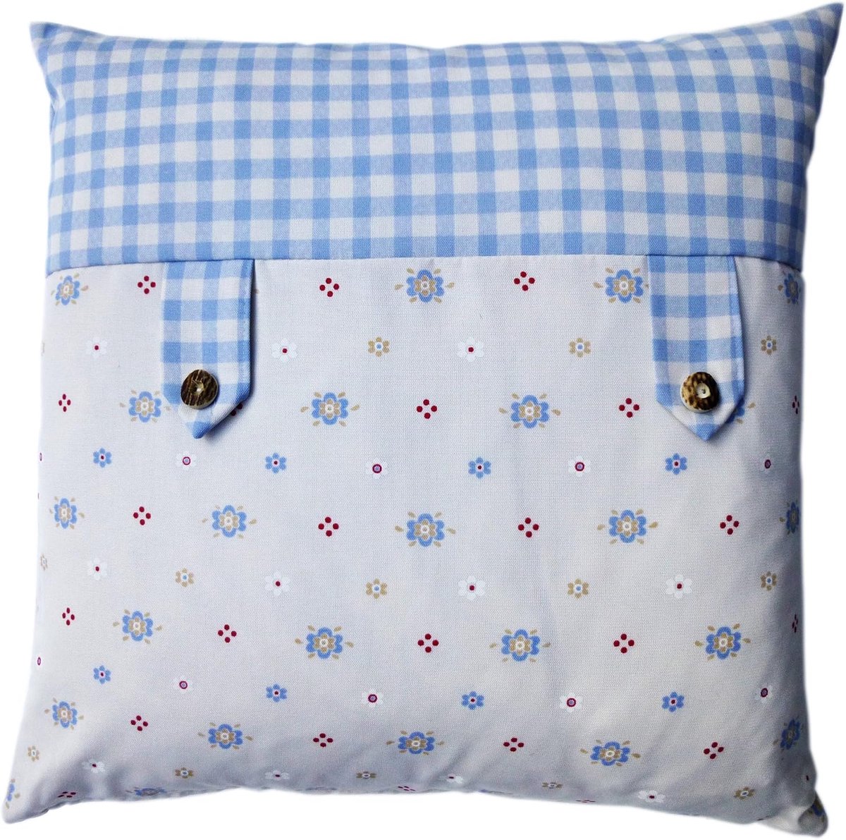 SnelShoppen - Kussenhoes 50 x 50 cm Daisies Blauw, Trevira CS Wasbaar, Alpenian Design, Perfect voor Woonkamer, Tuin, Feest, Country Style