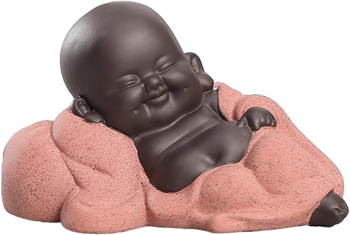 SnelShoppen - Smiling Maitreya Buddha Beeldje - Kleine Schattige Boeddha Standbeeld - Zen en Feng Shui Decoratie voor Thuis, Theetafel, Zen Tuin - 9.5